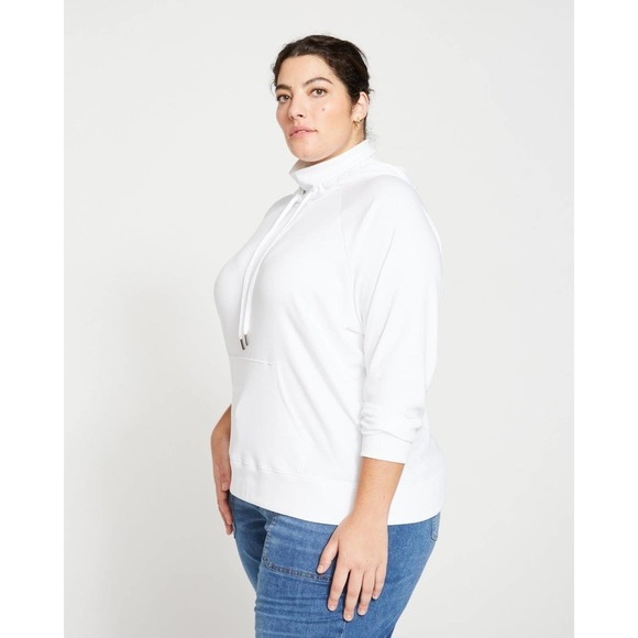 Universal Standard 3XS 2 / 4 Fallon Funnel Neck Hoodie White - Picture 2 of 12